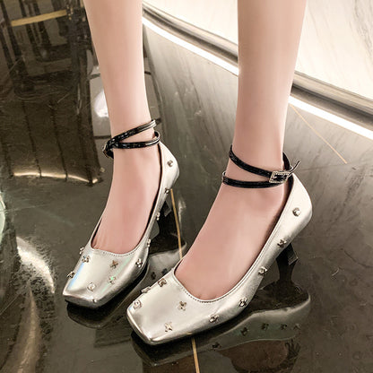 Square toe classical high heels