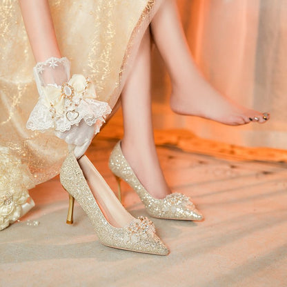 Gentle rhinestone sequin crystal shoes