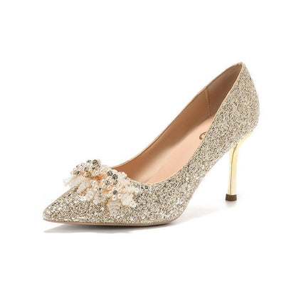 Gentle rhinestone sequin crystal shoes