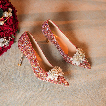 Gentle rhinestone sequin crystal shoes