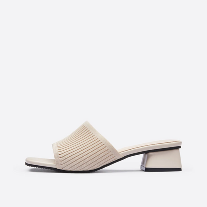 MOUSSE FIT Knit Detail Chunky Mule Sandals