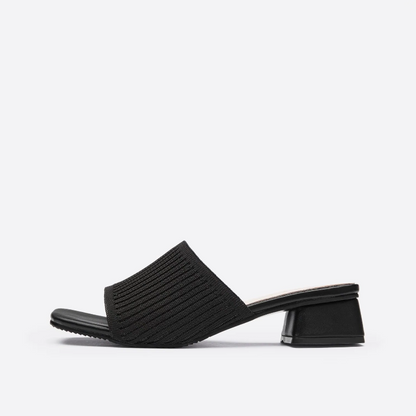 MOUSSE FIT Knit Detail Chunky Mule Sandals