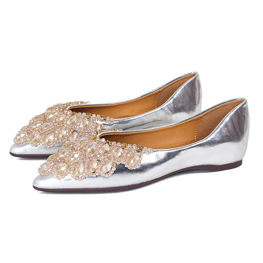 Pointed toe crystal pumps