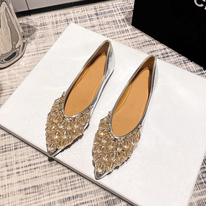 Pointed toe crystal pumps