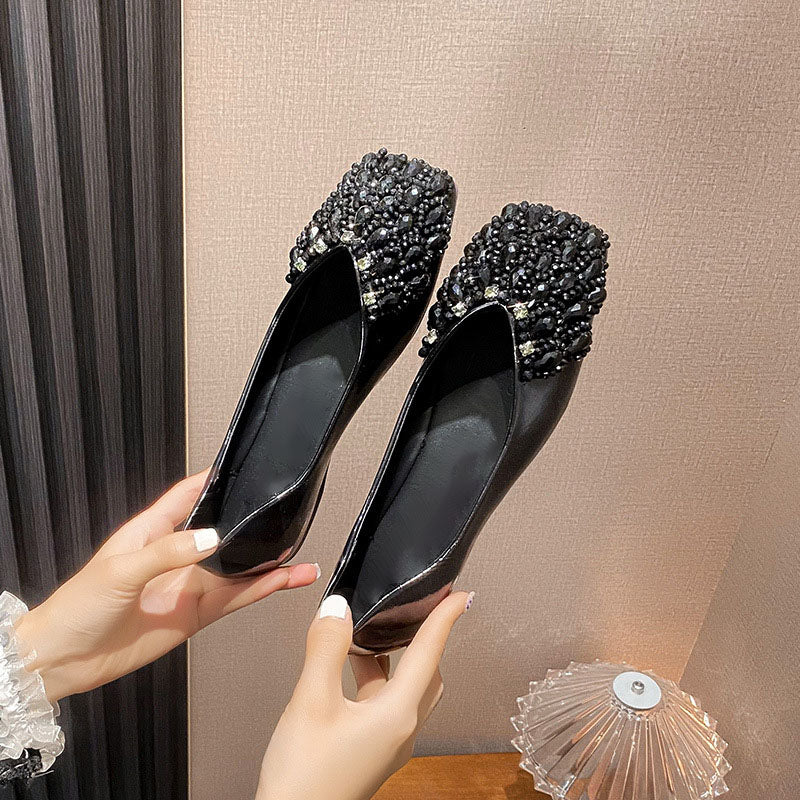 Square Toe Crystal Pumps