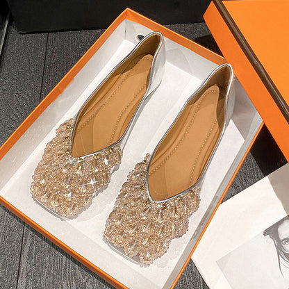 Square Toe Crystal Pumps