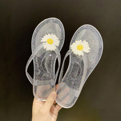 Crystal Daisy Flat Slippers