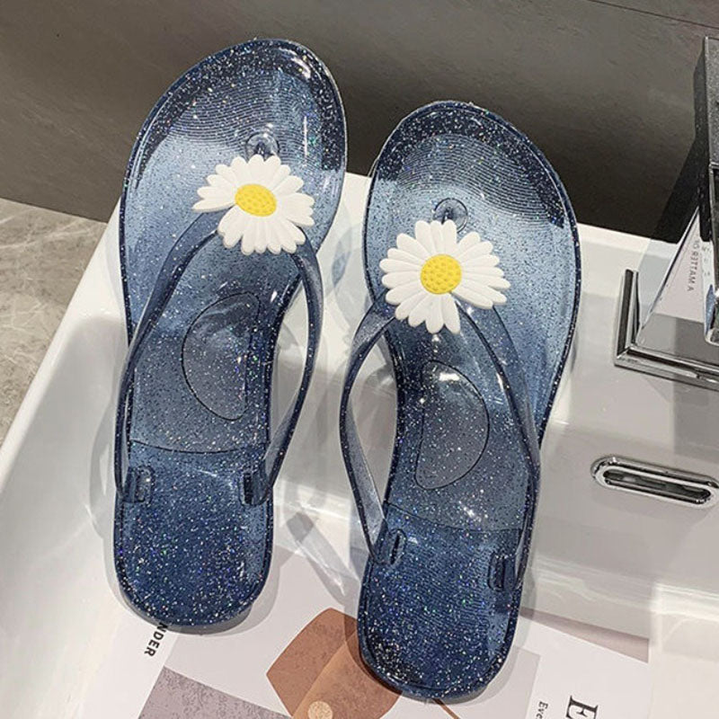 Crystal Daisy Flat Slippers