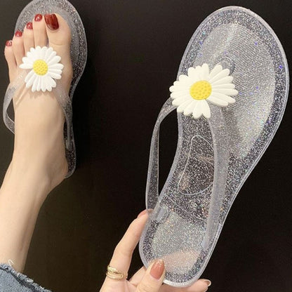 Crystal Daisy Flat Slippers