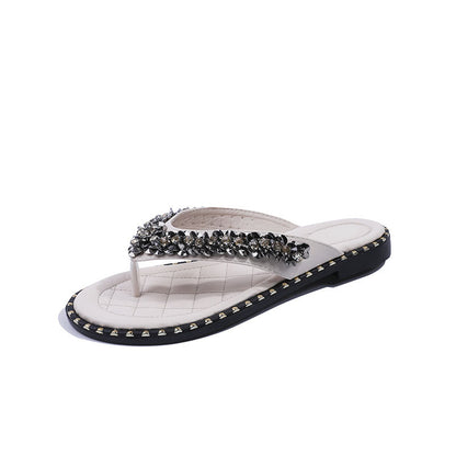 Round Toe Diamond Flat Sandals