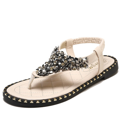 Flat rhinestone fashion sandals