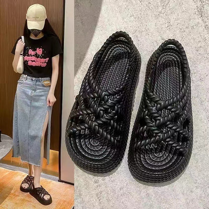 Platform woven sandals