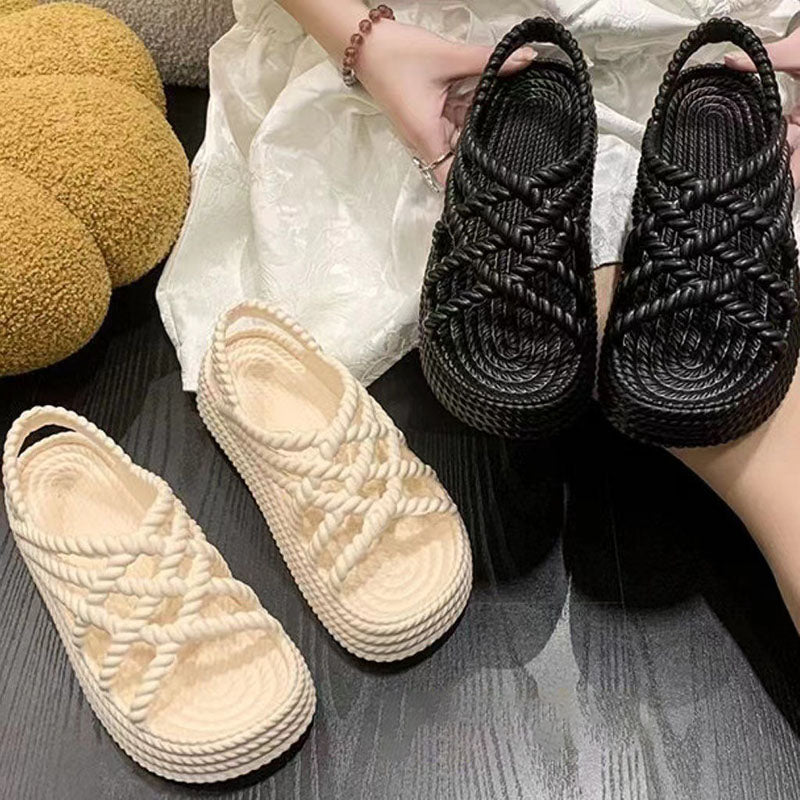 Platform woven sandals