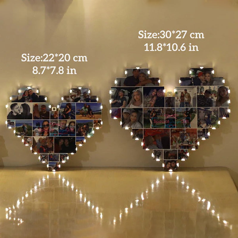 Custom Heart Shape Photo Collage Lamp