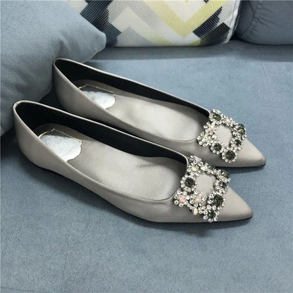 Pointed toe rhinestone pumps