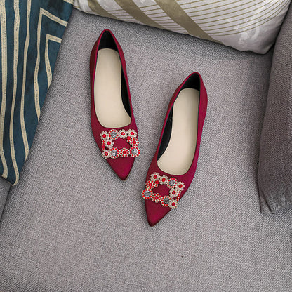 Pointed toe rhinestone pumps