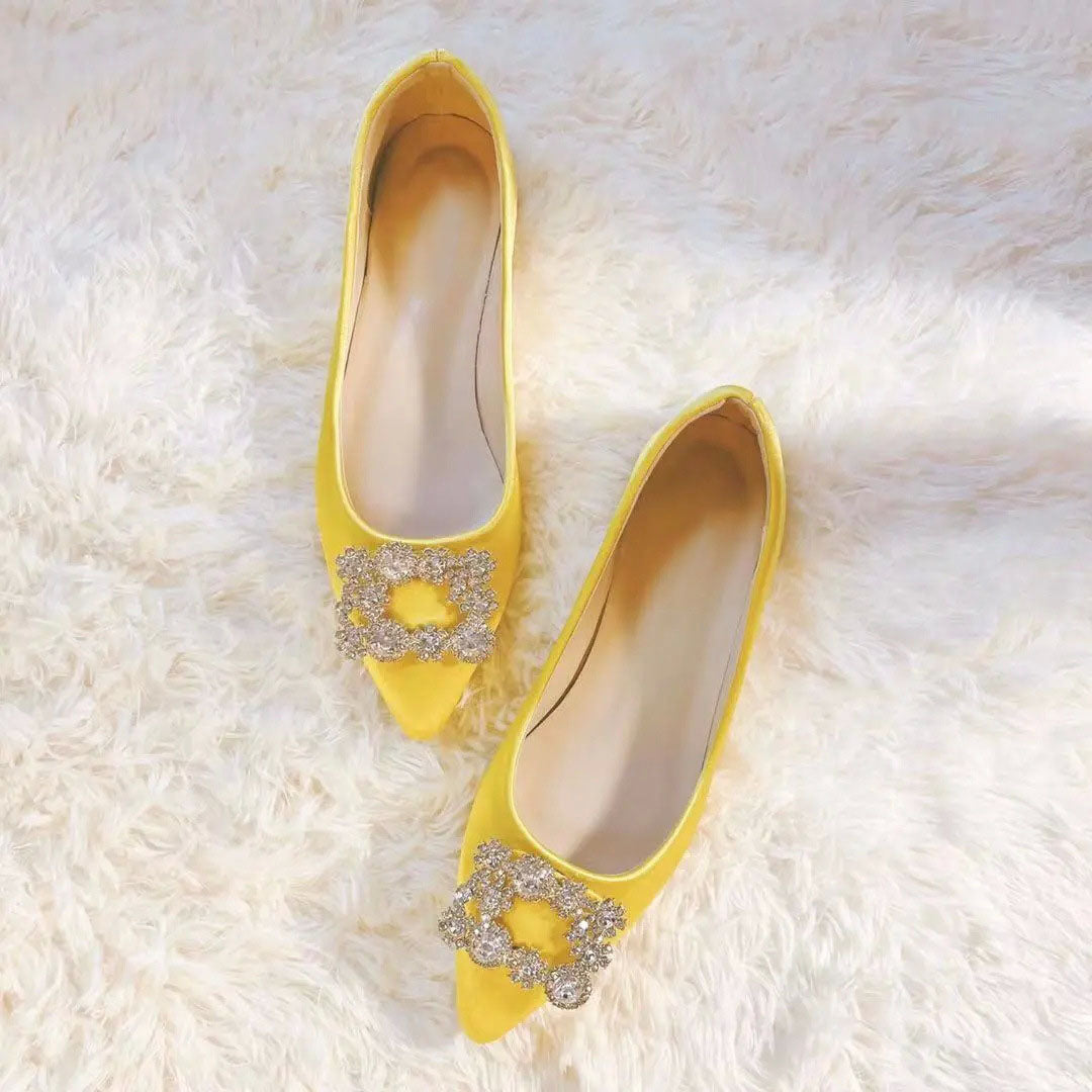 Pointed toe rhinestone pumps