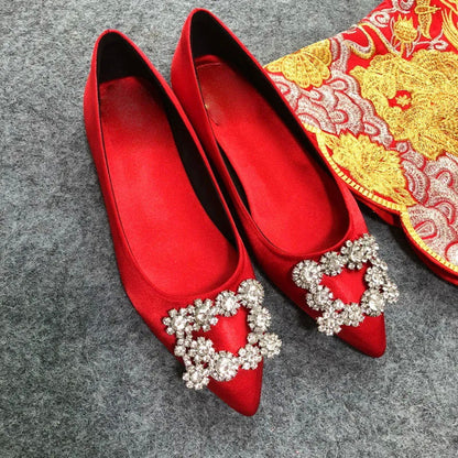 Pointed toe rhinestone pumps