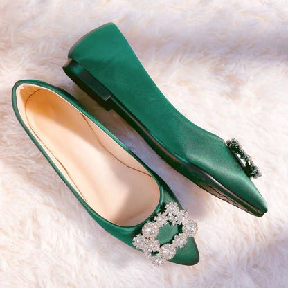 Pointed toe rhinestone pumps