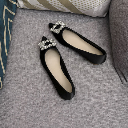 Pointed toe rhinestone pumps