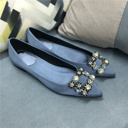 Pointed toe rhinestone pumps