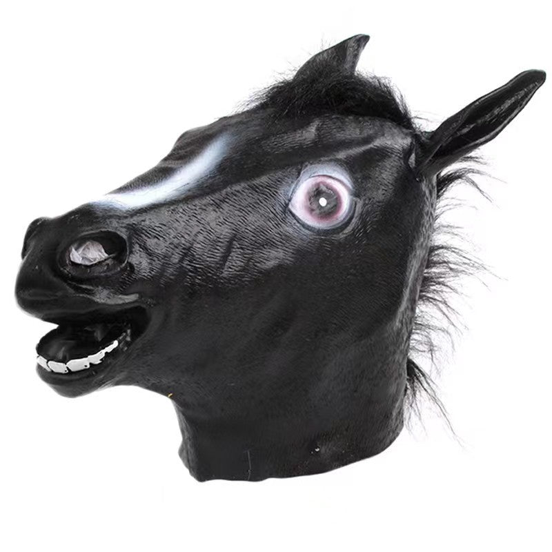 Black unicorn head cover funny latex mask