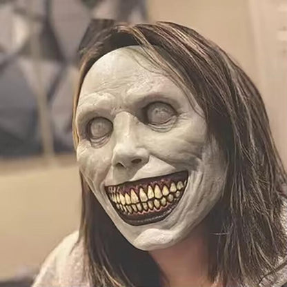 Smiling Exorcist White Eyes Funny Latex Mask