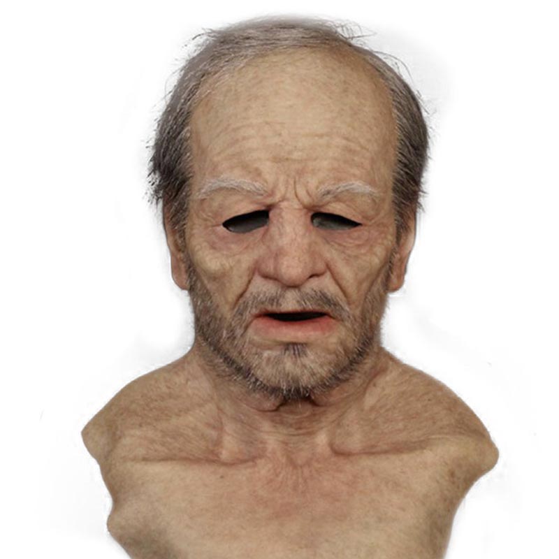 Funny old man latex mask