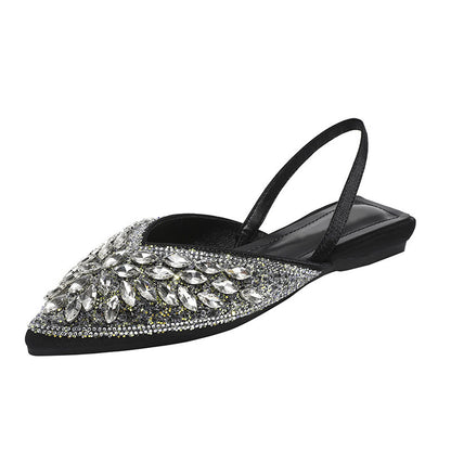 Pointed toe large rhinestone sandals