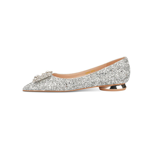 Pointed toe rhinestone and pearl shoes