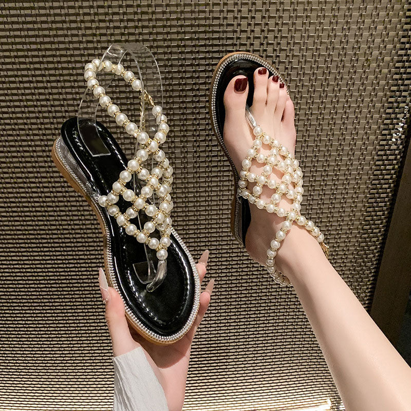 Summer flat pearl sandals