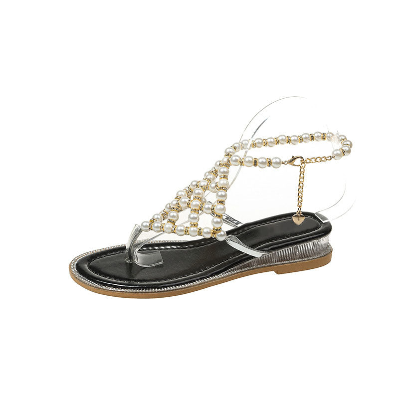 Summer flat pearl sandals