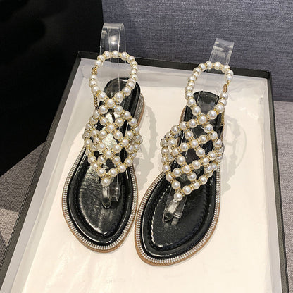 Summer flat pearl sandals