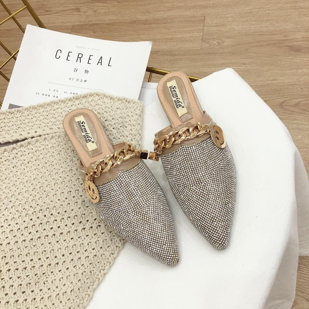 Smile Flat Pointed Toe Slippers