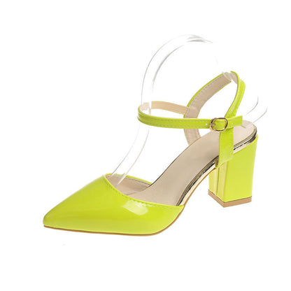 Square heel bag toe candy color sandals