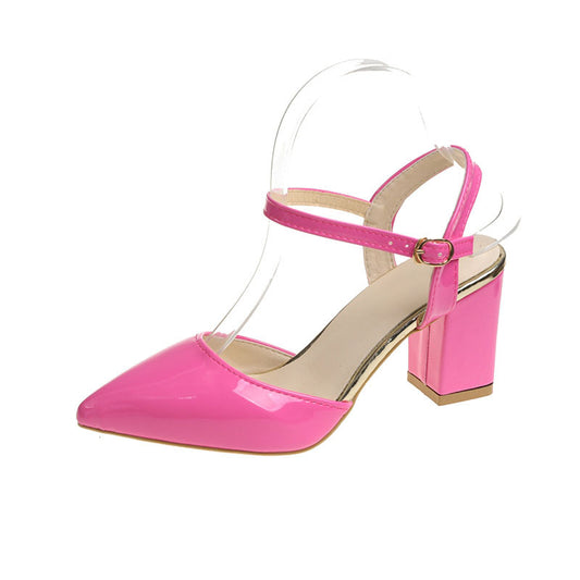 Square heel bag toe candy color sandals