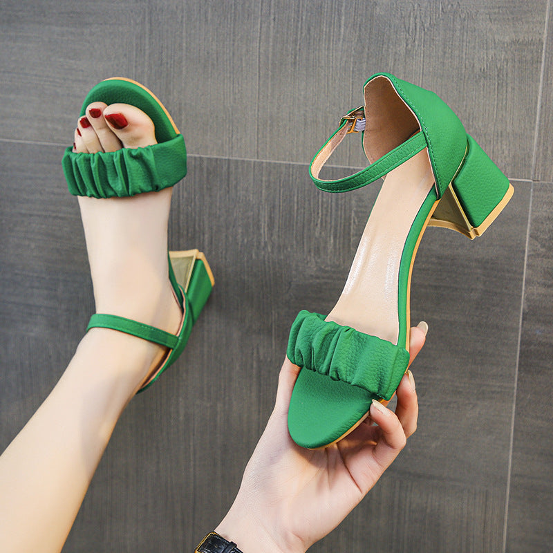 Strappy chunky summer high heels