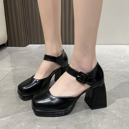 square toe vintage mary jane high heels