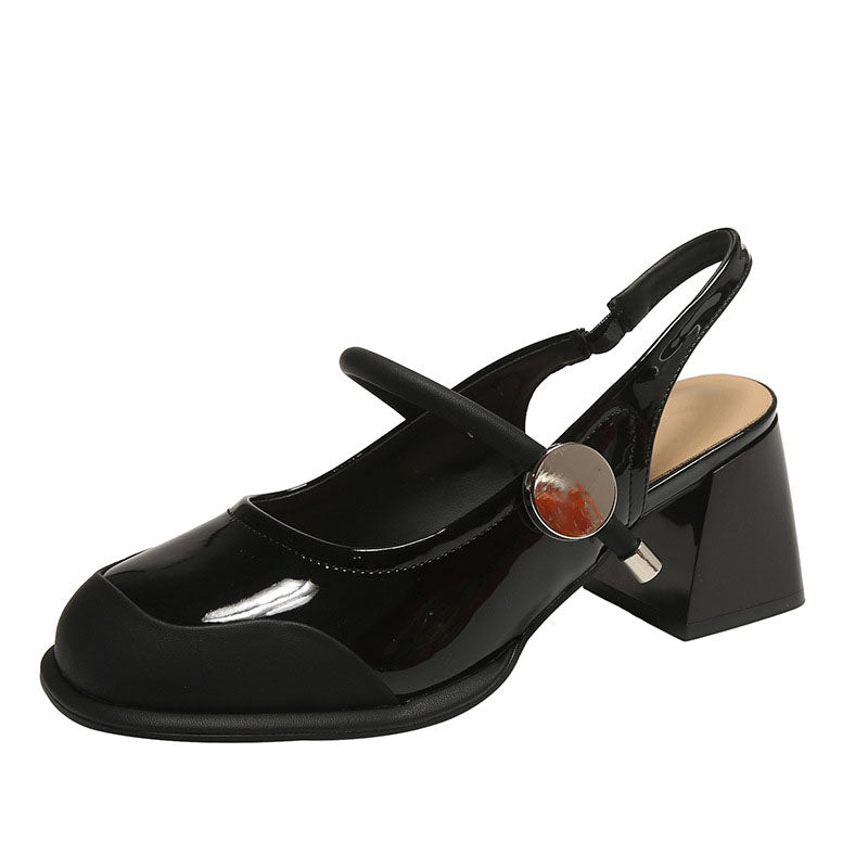 Thick heel cap toe Mary Jane shoes