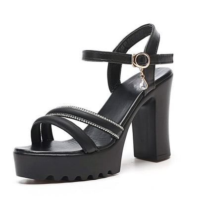 Round toe thick sole high heel sandals