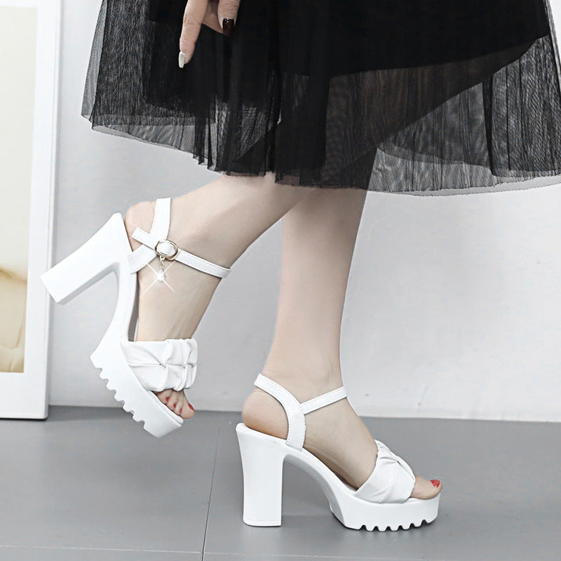 Round toe fish mouth high heels