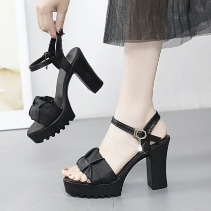 Round toe fish mouth high heels